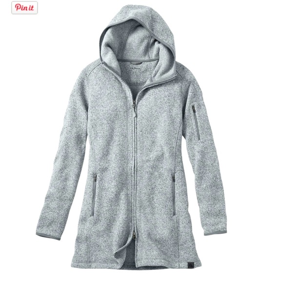 L.L. Bean Sweaters - L.L.Bean Women's Grey Sweater Fleece Coat Size Medium